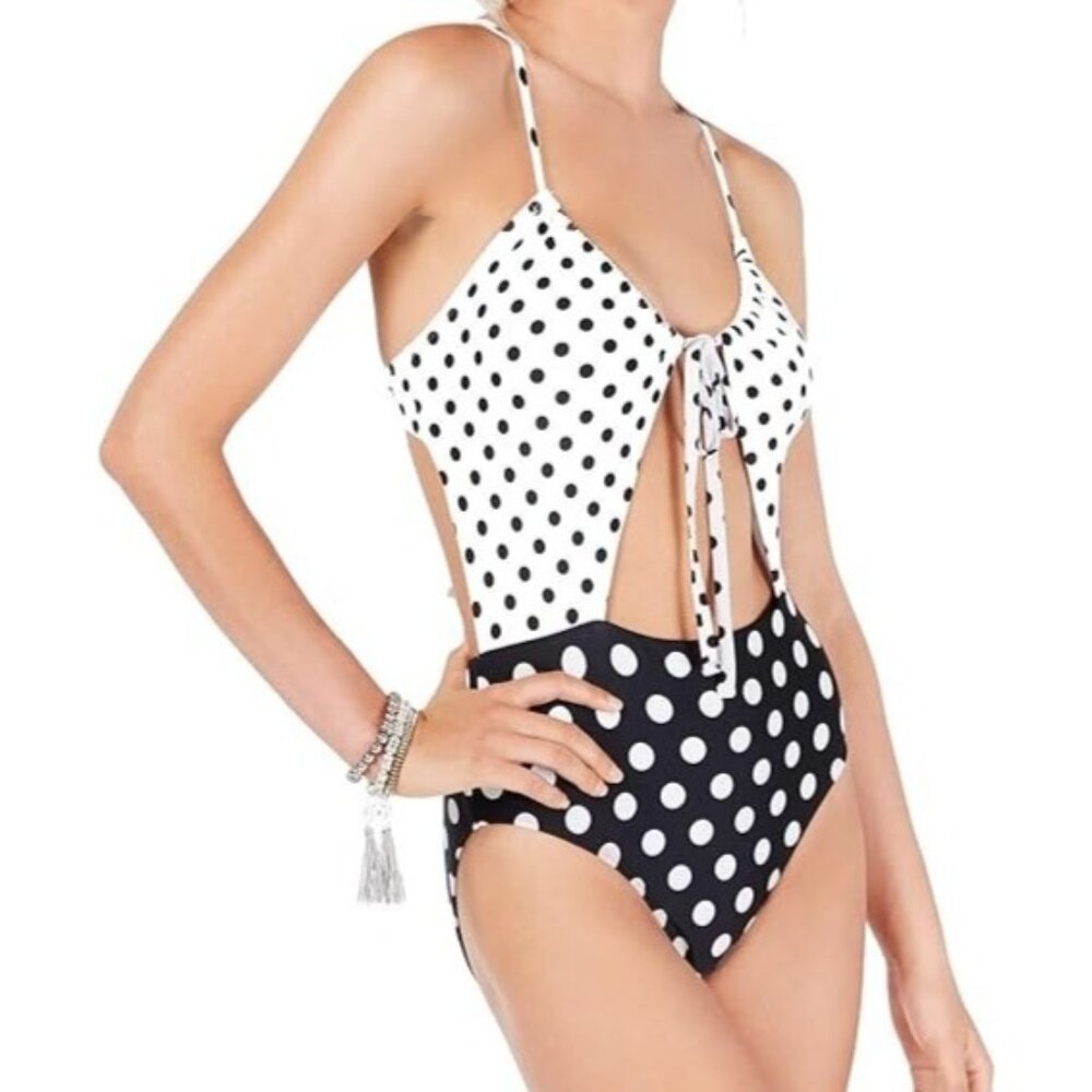 Hula Honey Polka-Dot Cutout One-Piece Size XS‎ NWT